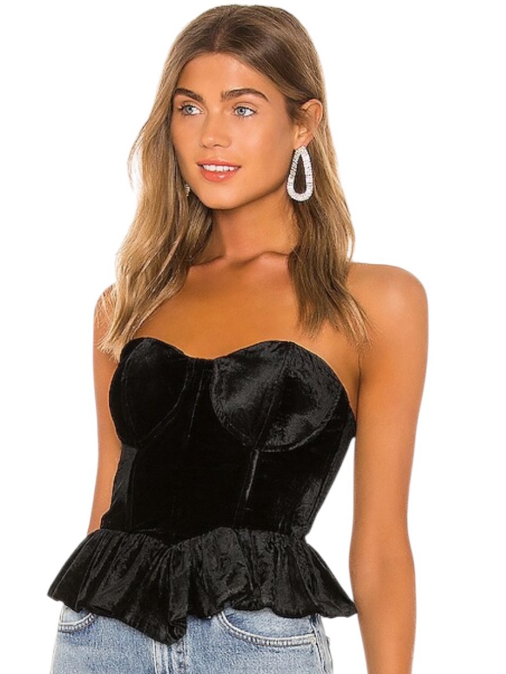 V. Chapman Velvet Peplum Corset Catania Blouse